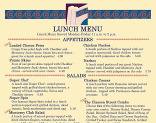View Mont Lunch Menu