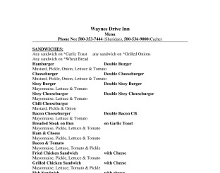 View Wayne's Drive Inn Menu