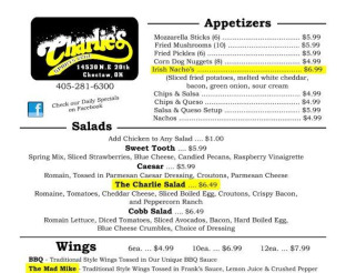 View Charlie's Sports Grill Menu, pg. 1