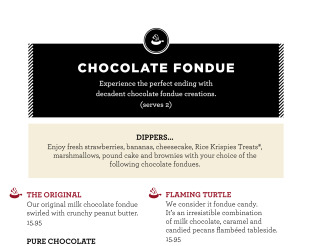 View Melting Pot Dessert Menu