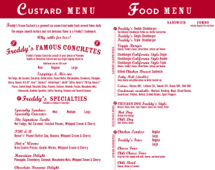 View Freddy's Frozen Custard Menu