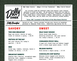 View Dilly Diner Menu
