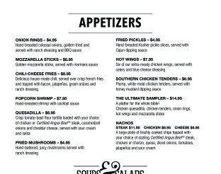 Sand Springs Cafe menu