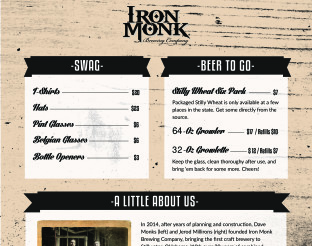 Iron Monk Menu (Back)