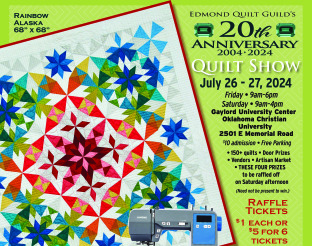 The 20th Anniversary Edmond Quilt Show will have over 150 quilts, door prizes, vendors and an artisan market.