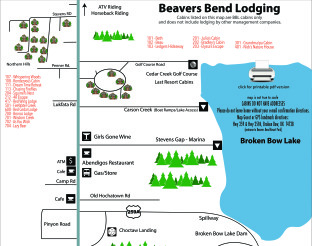 View Beavers Bend Lodging Map