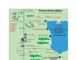 Beavers Bend Lodging Map of Cabins and Area