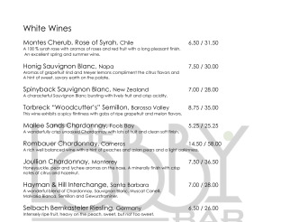 View Lobby Cafe & Bar Wine Menu