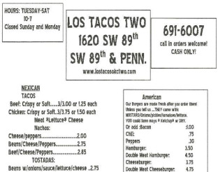 View Los Tacos Two Menu