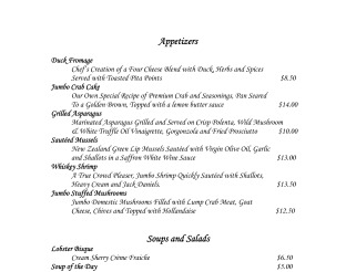 View Warren Duck Club Dinner Menu