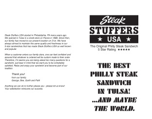 View Steak Stuffers, USA Menu